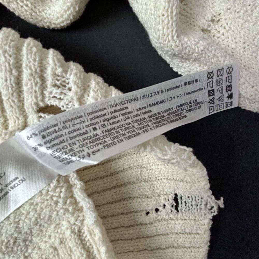 Zara Ripped Open Knit Sweater‎ Cream Womens Medium Crochet Distressed Spain NWT - Picture 10 of 12